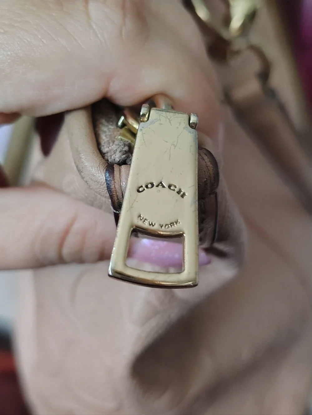 Coach Embossed Signature Ava Tote Bag In Nude